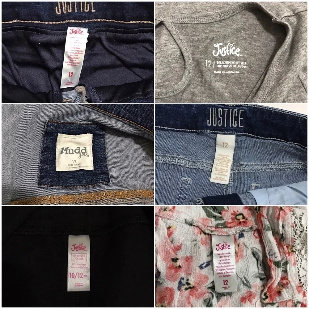 Justice Bundle Blouse Tee Skirt Shorts Leggings and MUDD Jean Jacket Size 12